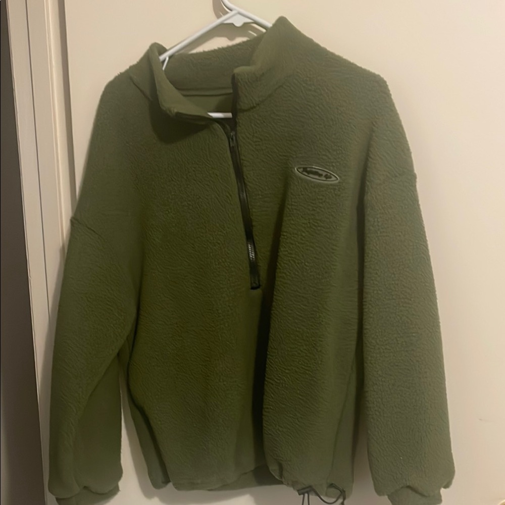 Olive Green Half-Zip Men's Sweater